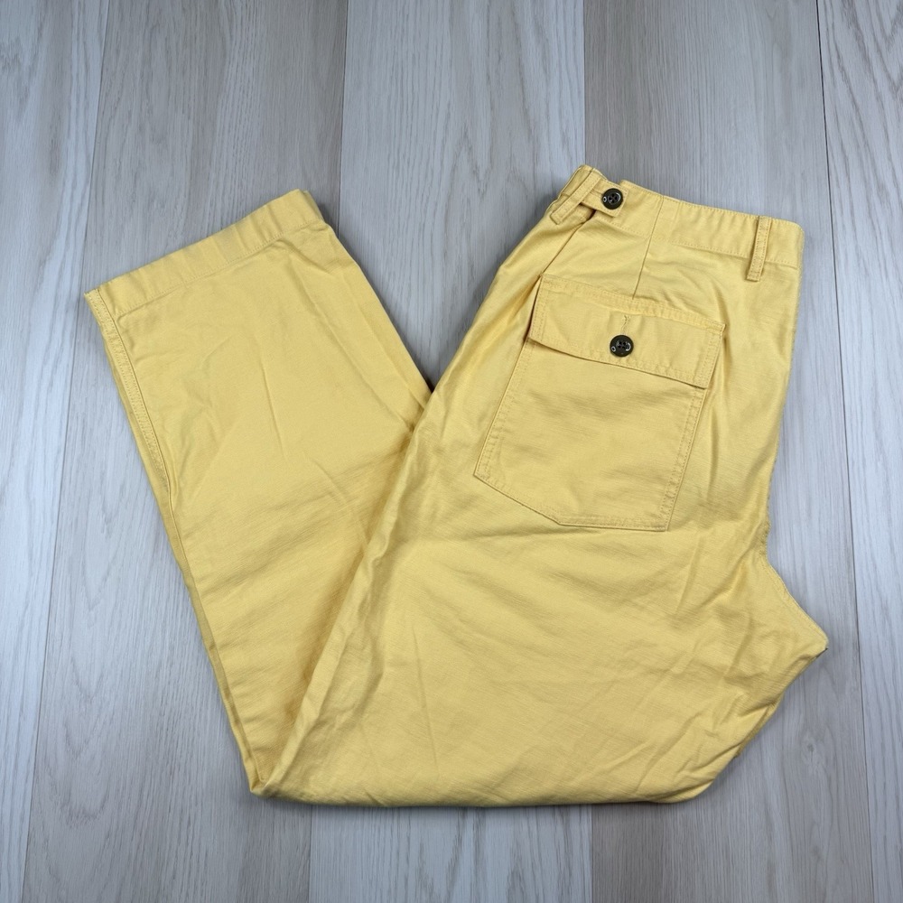 Wallace & Barnes Straight Fatigue Camp Pants Military Button Fly Yellow 34x31